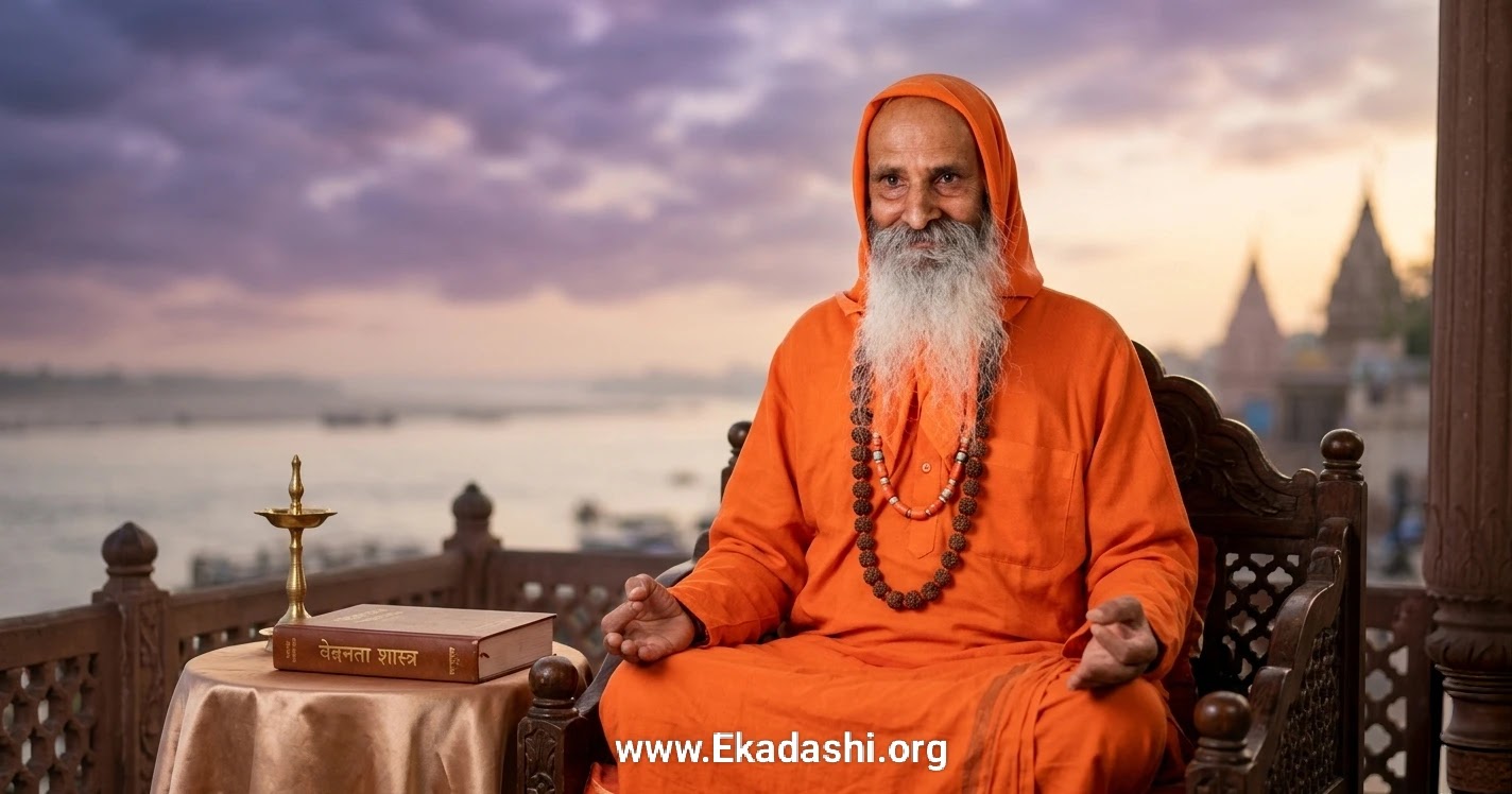 Swami Parmanand Giri Ji Maharaj - Spiritual Guru and Founder of Akhand Paramdham. युगपुरुष महामंडलेश्वर स्वामी परमानंद गिरि जी महाराज हरिद्वार में गंगा किनारे ध्यान मुद्रा में।