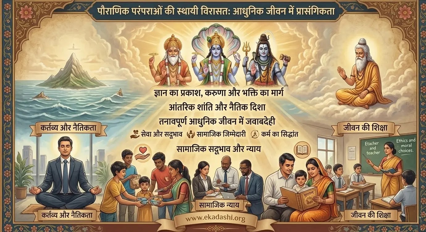 त्यौहार, उत्सव और सामाजिक प्रथाएं भारतीय त्योहारों (नवरात्रि, रथ यात्रा) और सामाजिक रीति-रिवाजों पर पुराणों के प्रभाव का विस्तृत चित्रण।