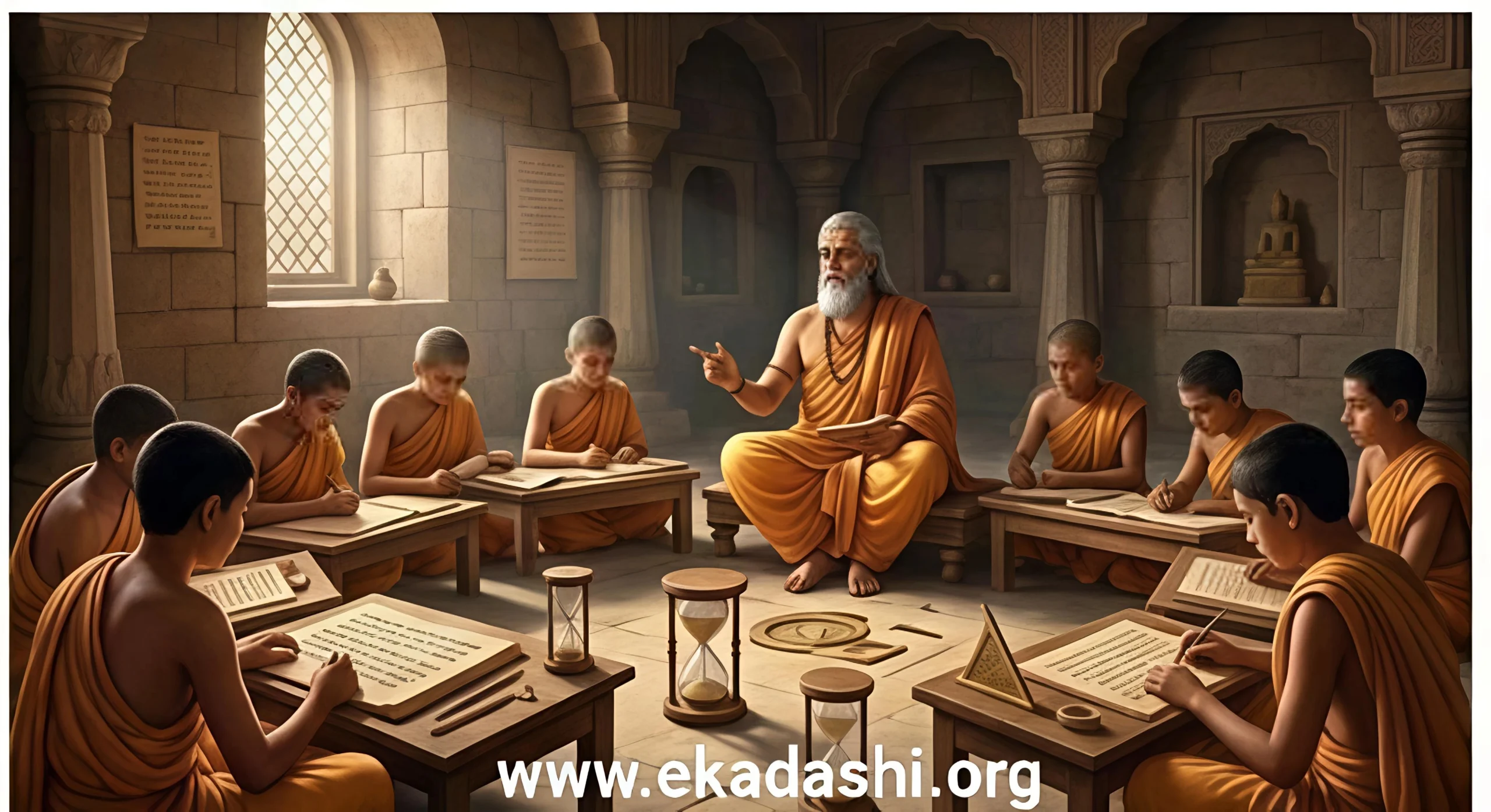 प्राचीन भारतीय शिक्षा पद्धति और आचार्य आर्यभट नालंदा विश्वविद्यालय में शिष्यों को शिक्षा देते आचार्य आर्यभट